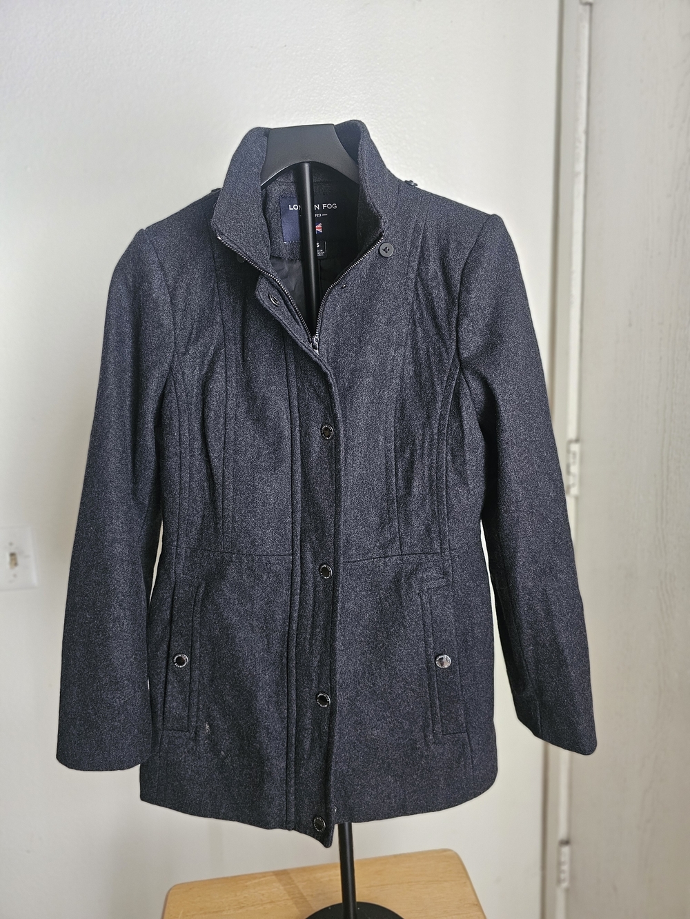 London Fog Women's Dark Navy Wool-Blend Coat